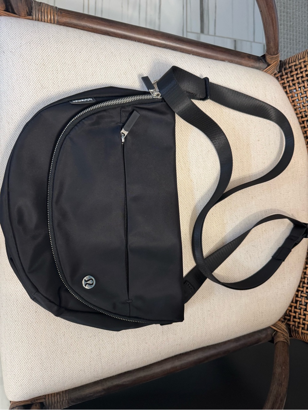 lululemon athletica Black Nylon Sling Belt Bag